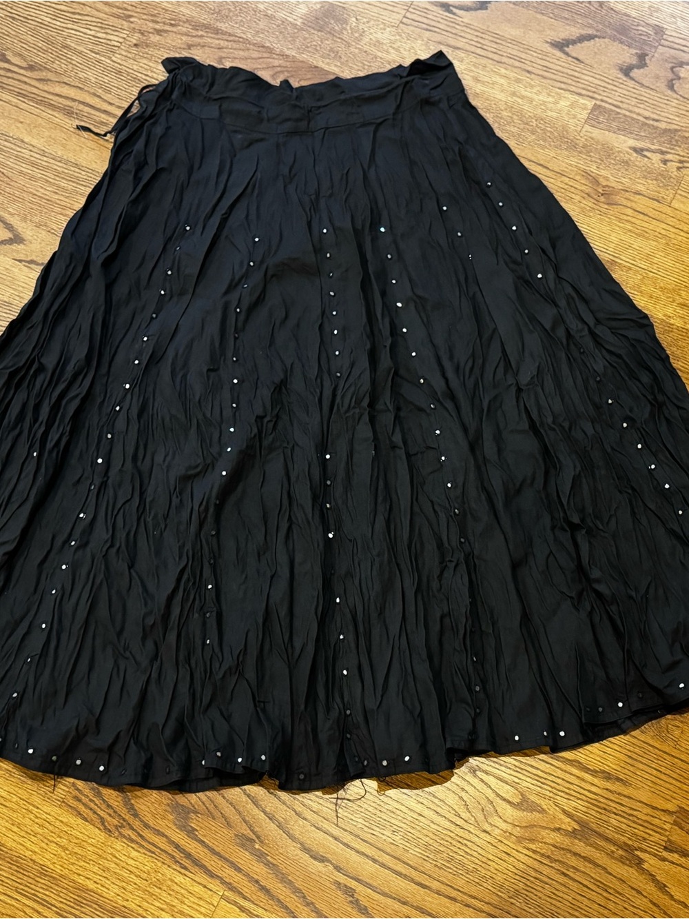 Black Embellished A-Line Midi Skirt